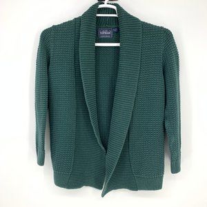 Topman Chunky Knit Green Open Front Cardigan